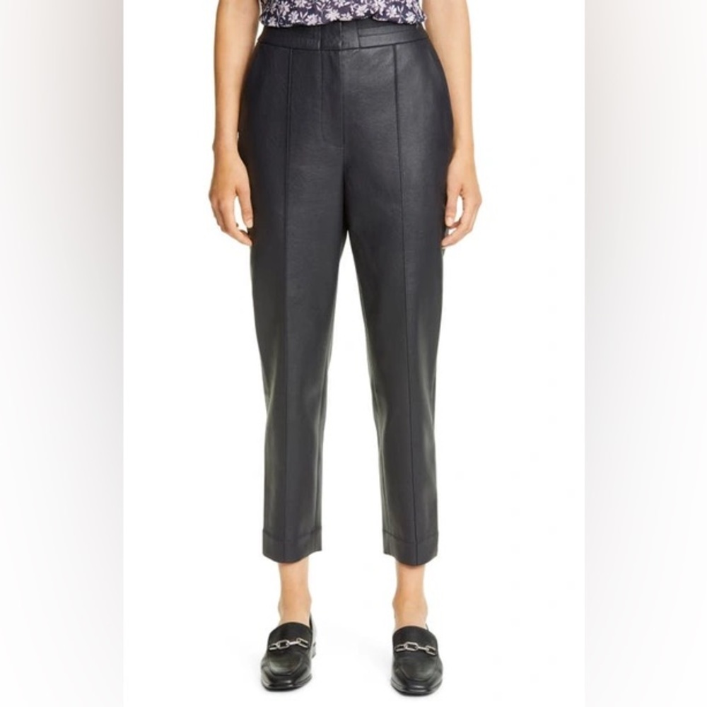 Rebecca Taylor Navy Leather Cropped Trousers